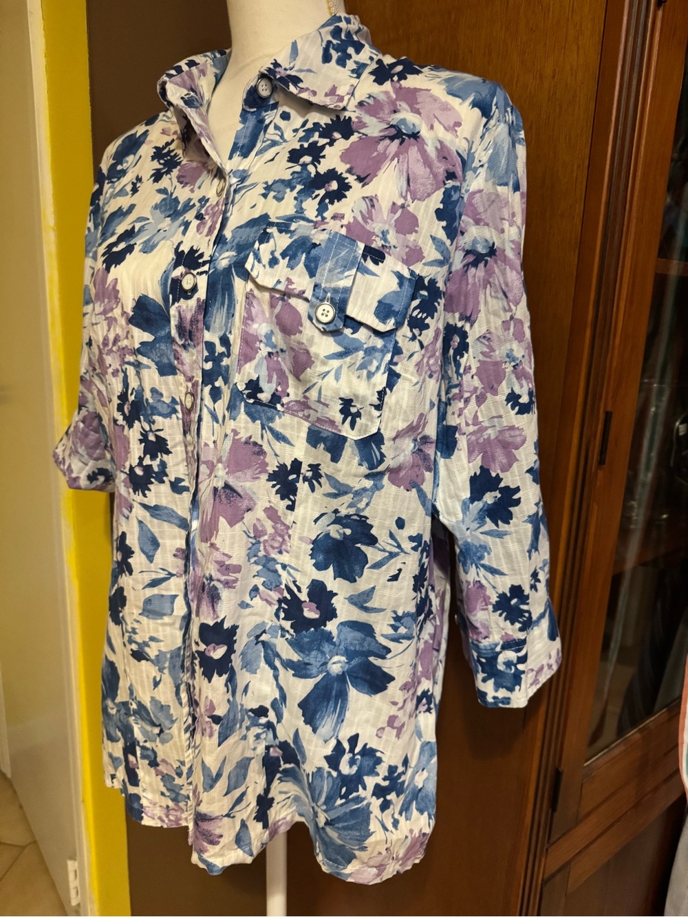 Karen Scott Floral Blouse 100% cotton